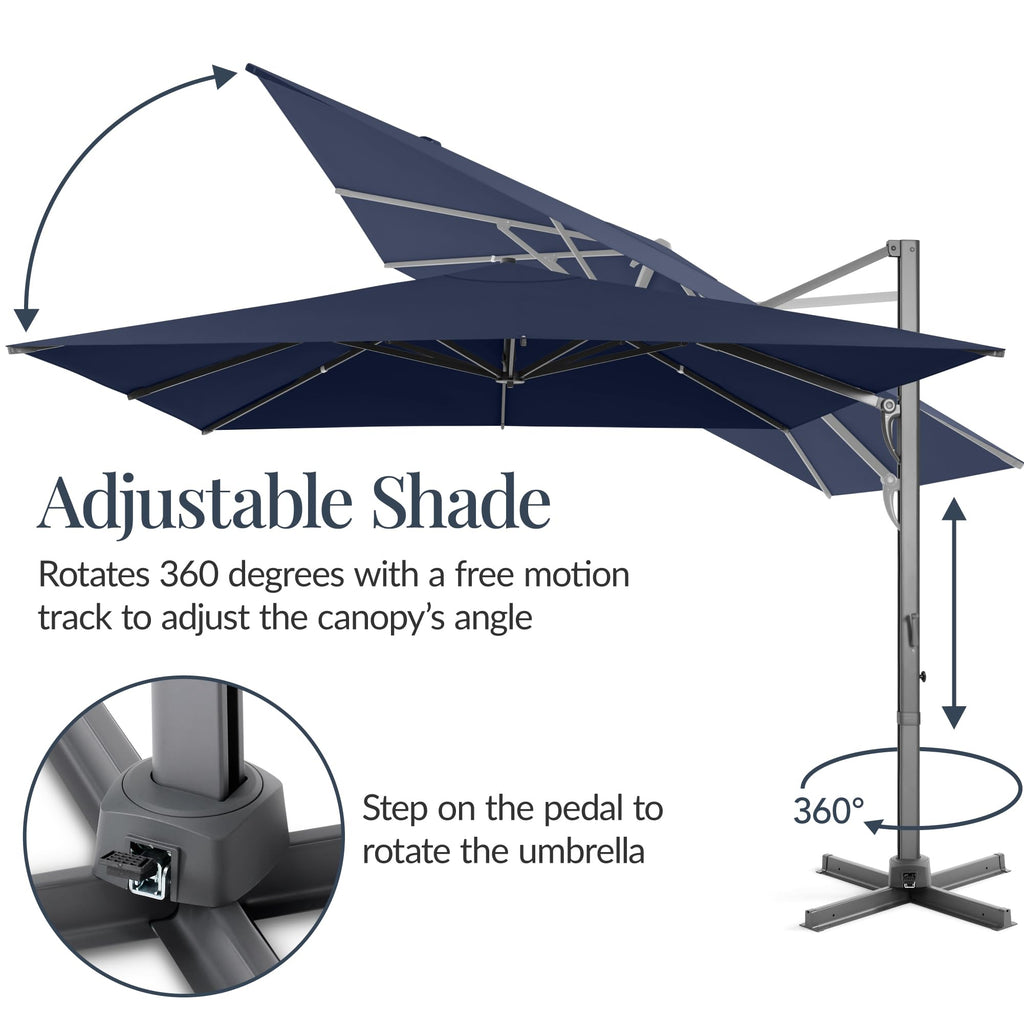 10x10ft Cantilever Patio Umbrella with 260 GSM Canopy and Aluminum Frame A211807