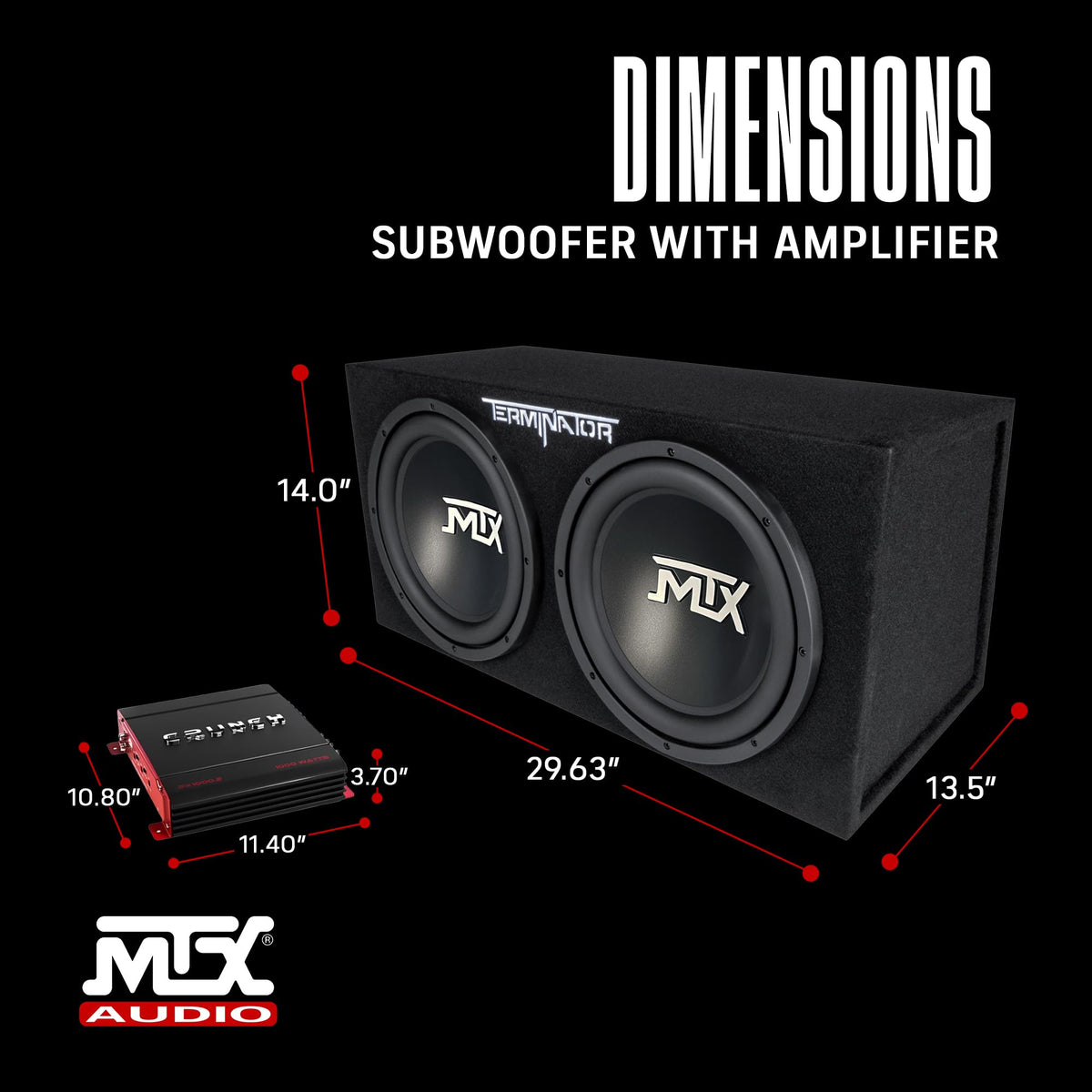 1000 Watt 2 Channel Amplifier with 12 Inch Subwoofer Enclosure G876