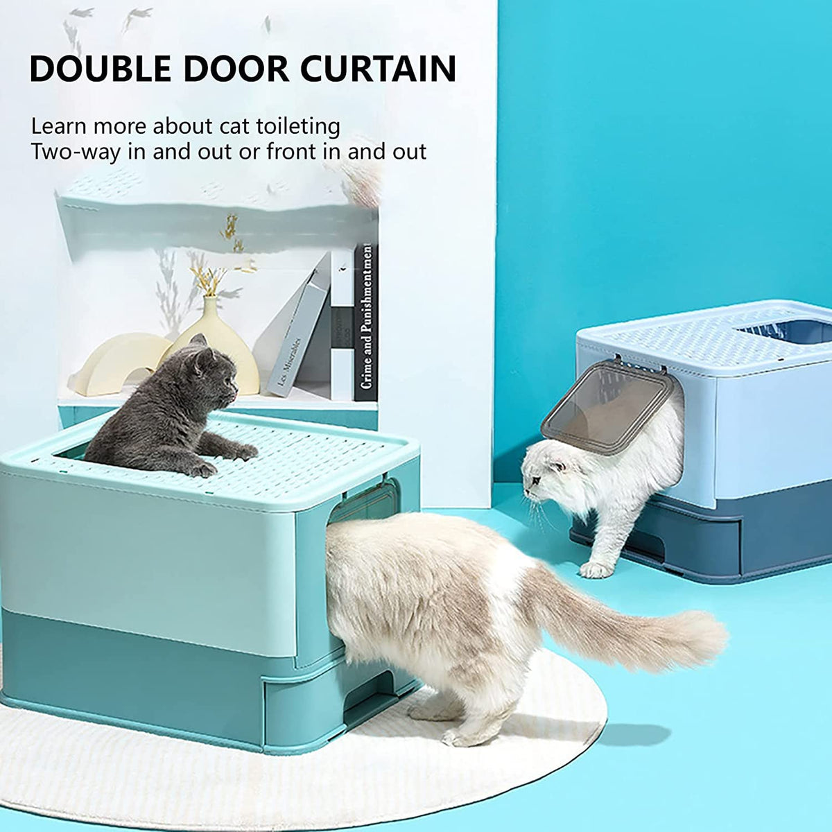 Foldable Large Top Entry Anti-Splashing Cat Litter Box with Lid and Scoop S926746