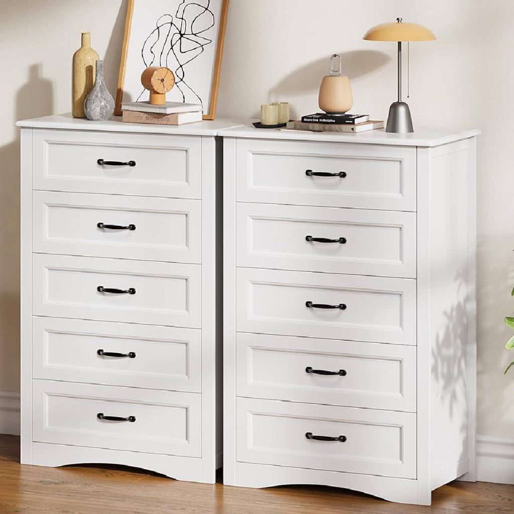 White 5 Drawer Wood Dresser X435