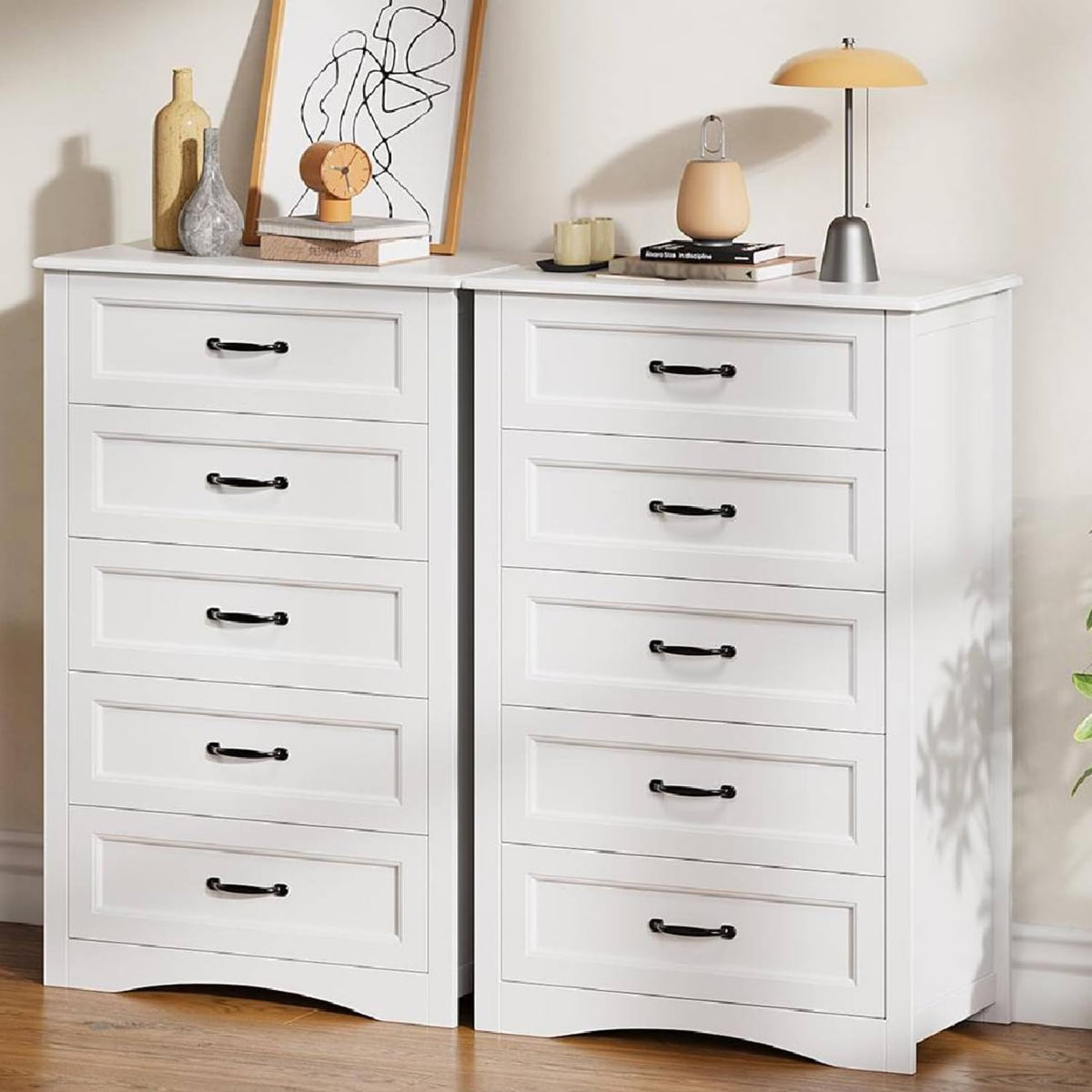 White 5 Drawer Wood Dresser X435