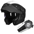 Matte Black Modular Full Face Motorcycle Helmet and Bluetooth Headset O6742