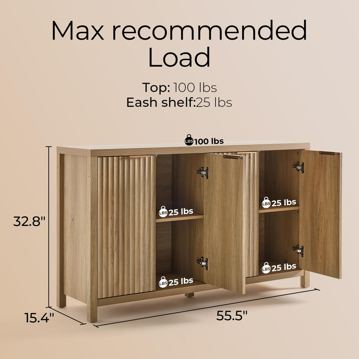 56" Golden Oak Buffet Cabinet Y841063