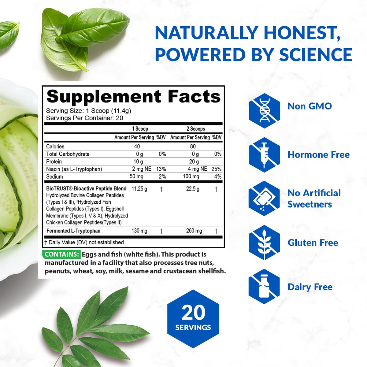 Unflavored Hydrolyzed Collagen Peptides Powder 3 Pack S215