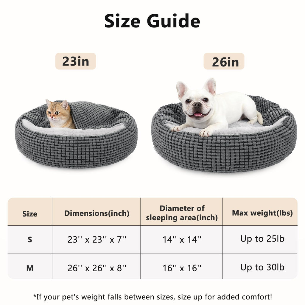 Small Dog Bed with Attached Blanket, 23inch R1040