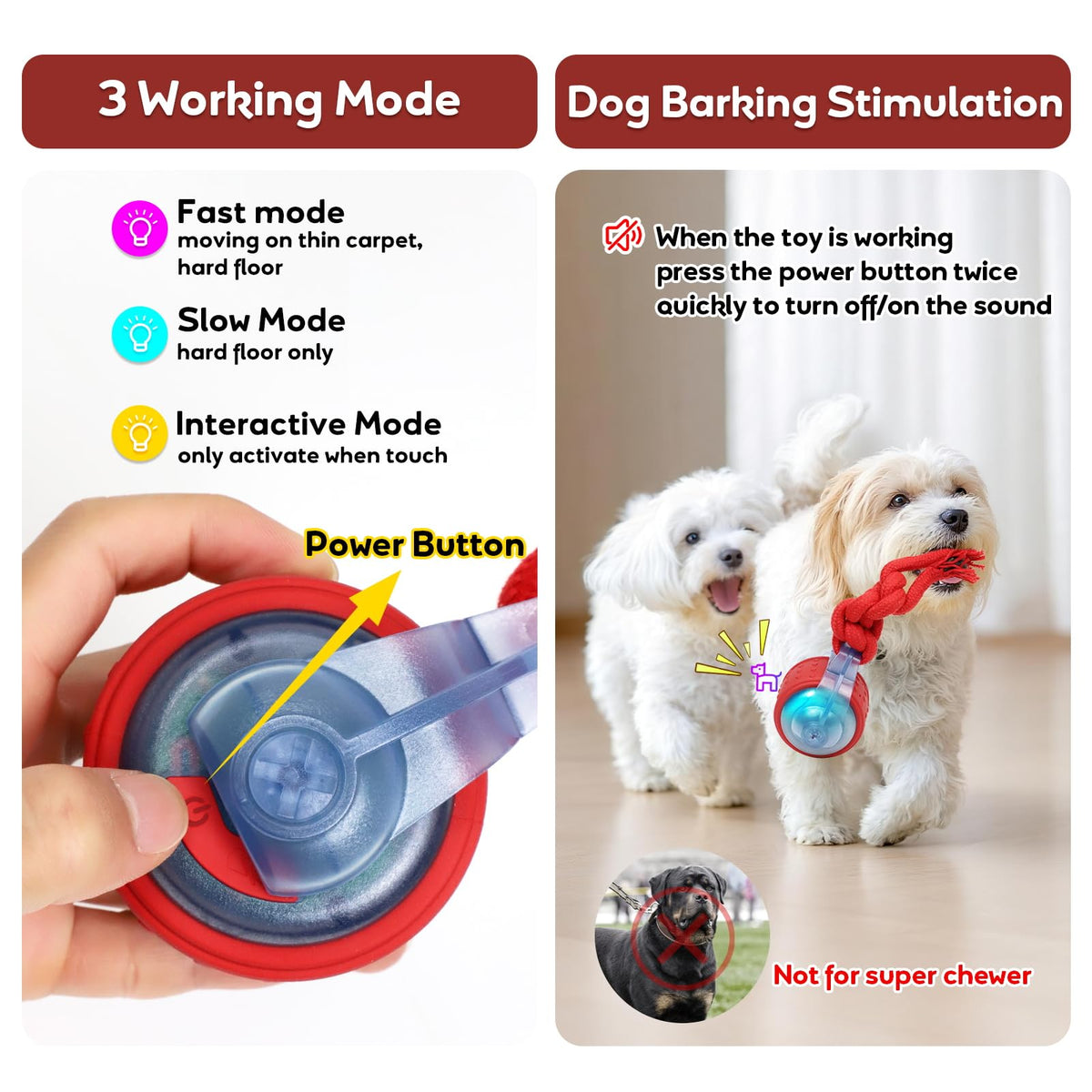 Interactive Rolling Dog Toys with Rope C4740