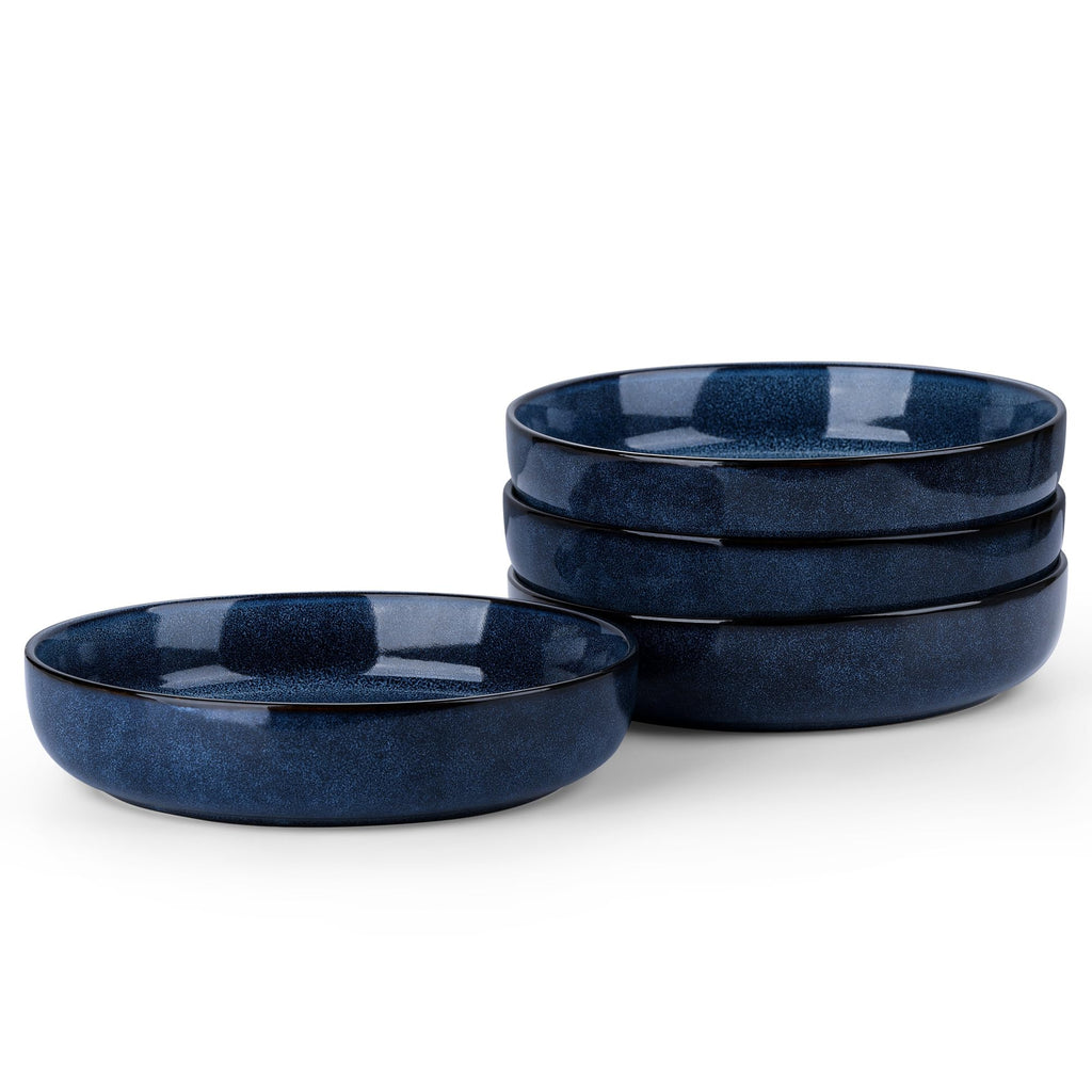 Stoneware Pasta Bowls Set of 4, 35oz Ceramic Bowls, Sapphire Blue F46056