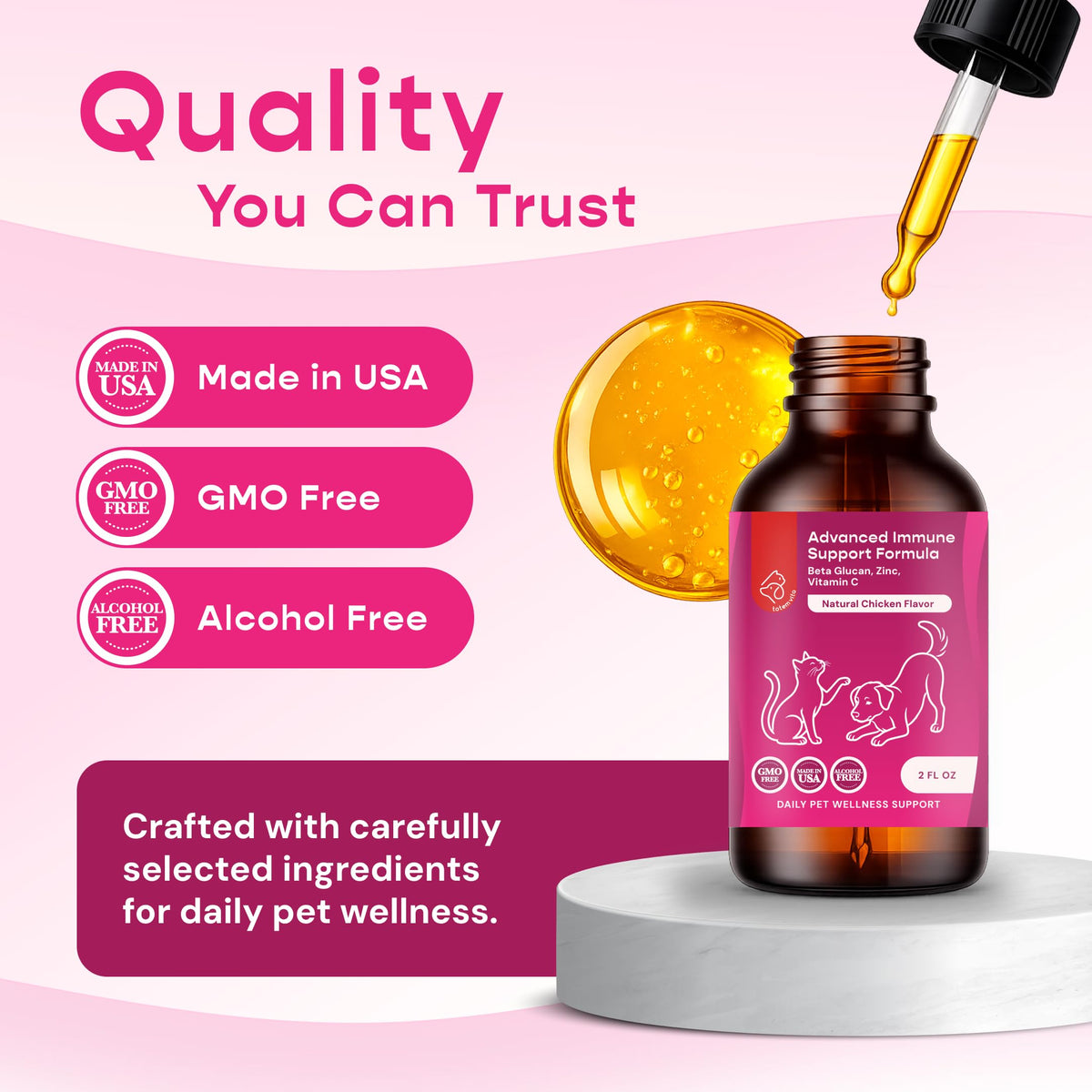 Liquid Pet Supplement with Astragalus, Elderberry, Echinacea & Beta Glucan, 2 fl oz P940464
