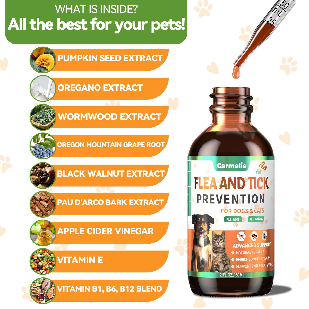 Flea and Tick Prevention for Dogs and Cats 60ml T767768
