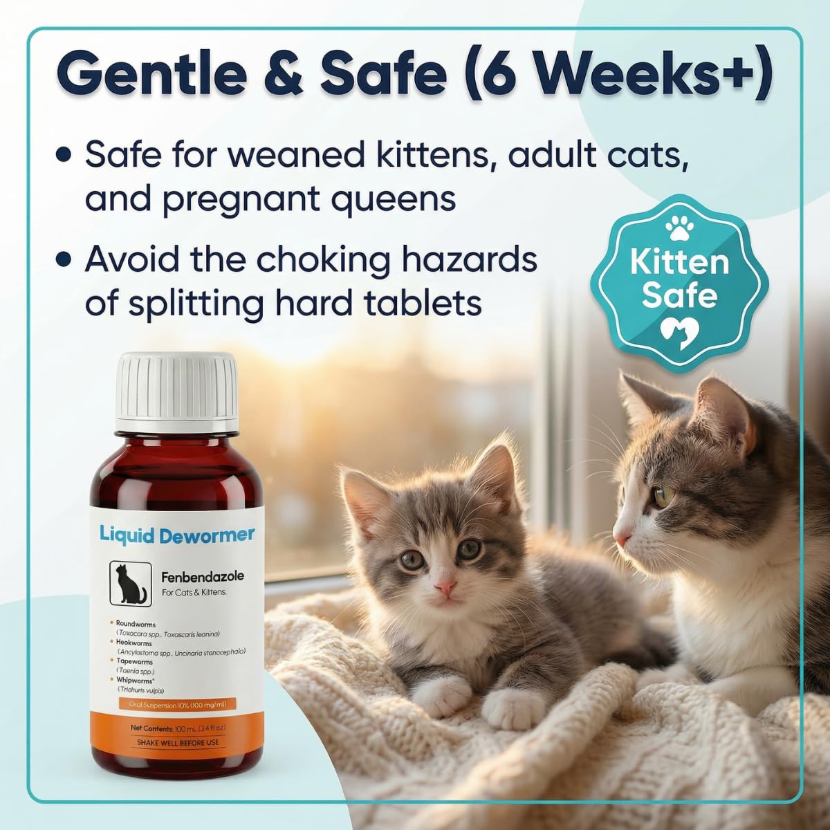 Liquid Fenbendazole Dewormer for Cats & Kittens 100ml P55782