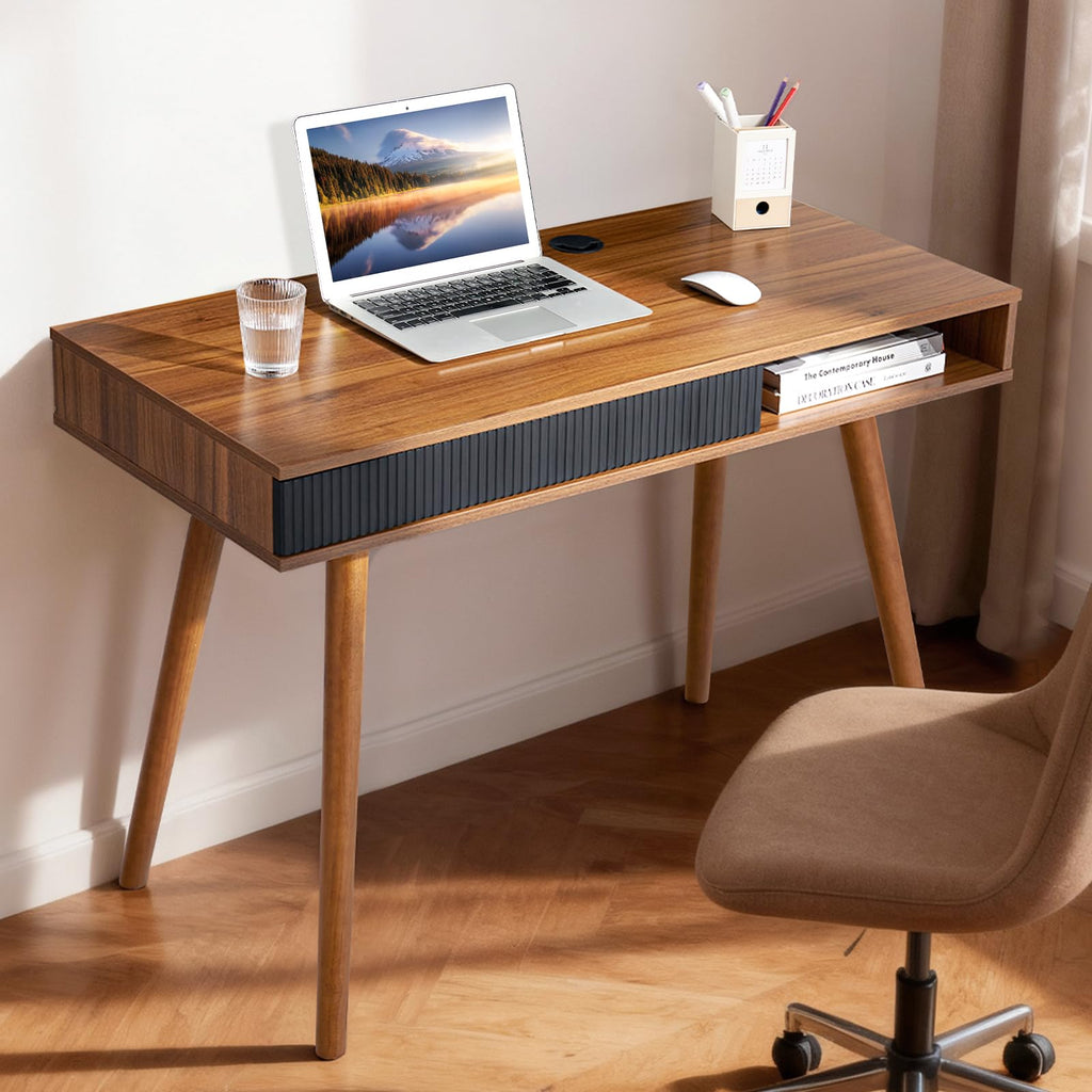 Walnut Wood Desk with Drawer R430902
