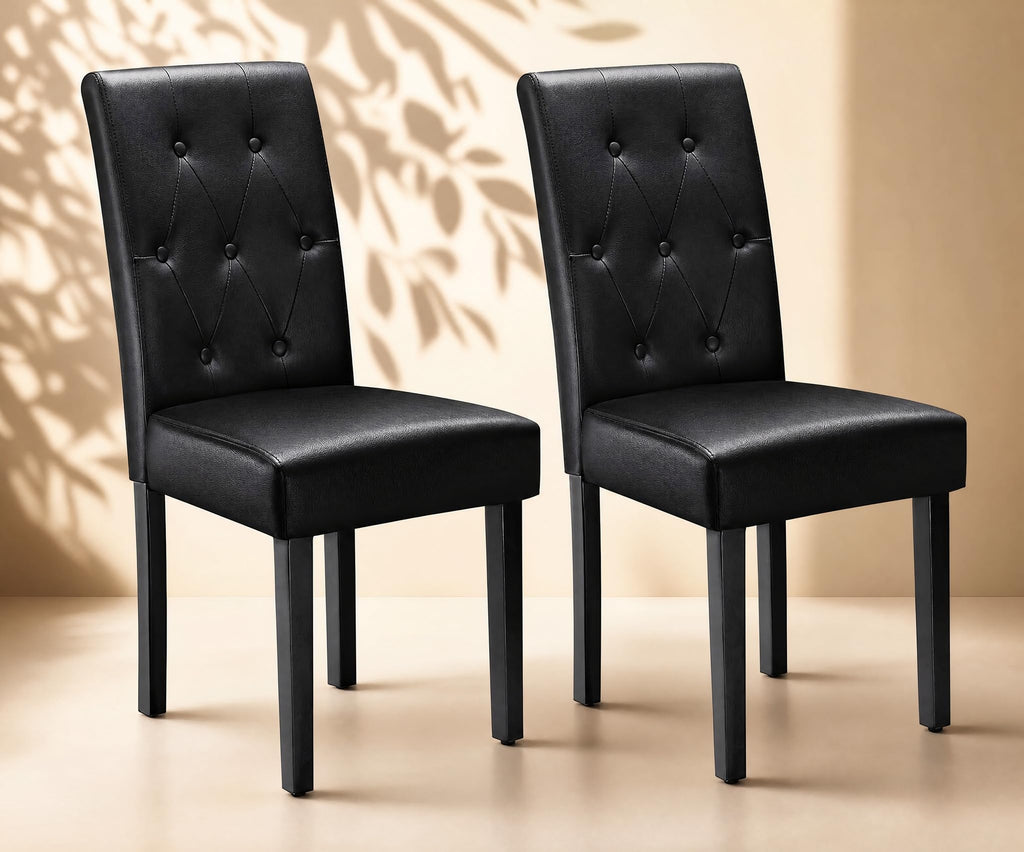 Upholstered Dining Chairs Set of 2 PU Leather Button Tufted K3526
