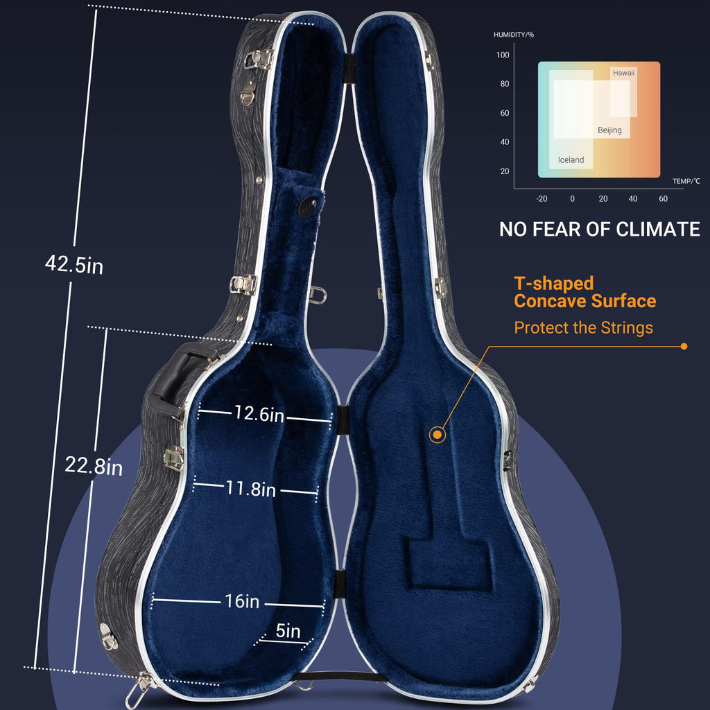 41 Inch ABS Hard Acoustic Guitar Case Black F4387