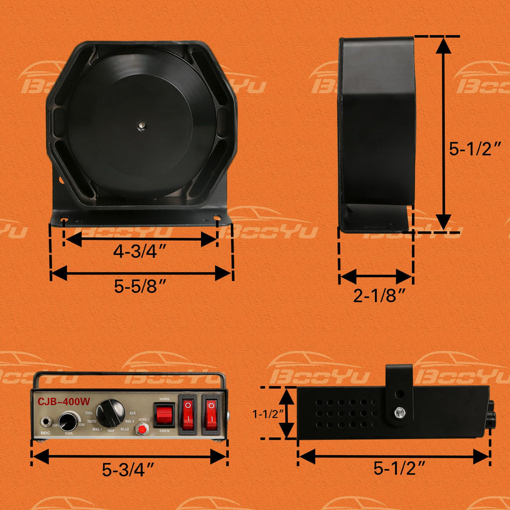 12V 400W 9 Tones Warning Emergency Siren PA System with Handheld Microphone Q8494