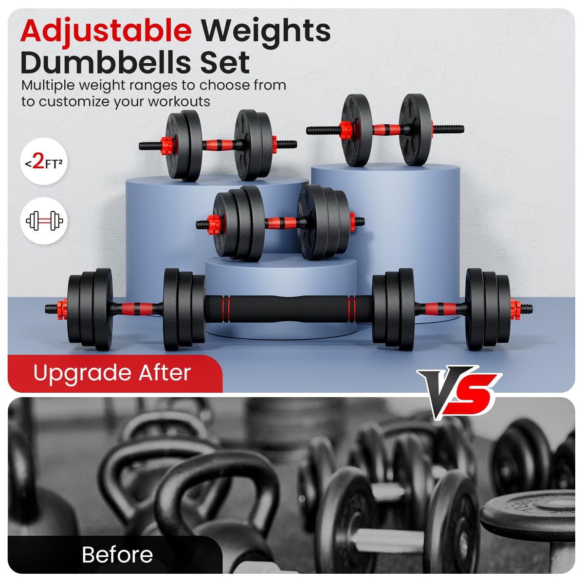 Adjustable 5-in-1 Dumbbell Set with Connector O3687