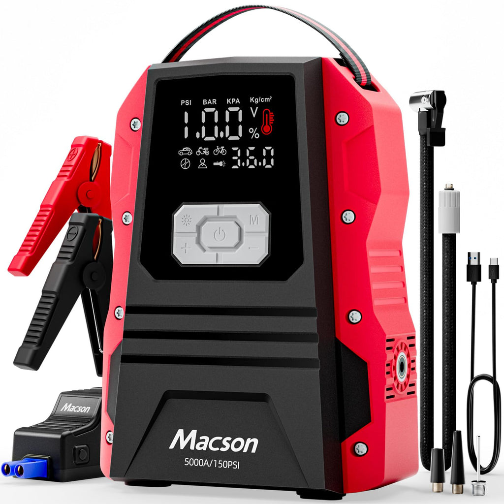 Portable 12V Jump Starter with Air Compressor and 150PSI Tire Inflator P373