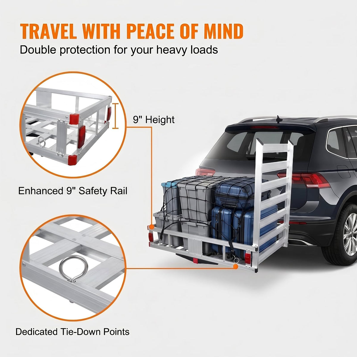 Aluminum Hitch Cargo Carrier with 27.5 in Folding Ramp U561