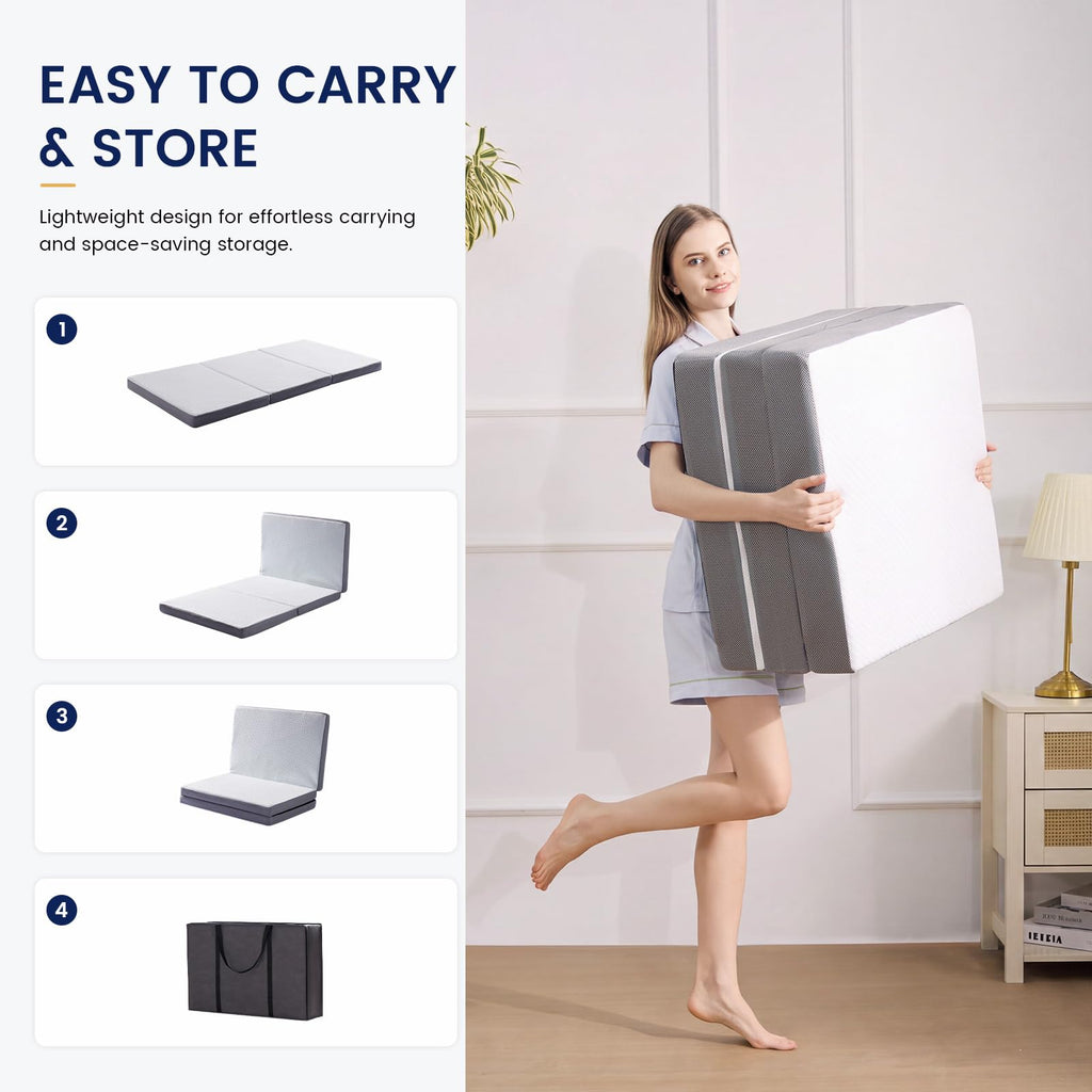 6 Inch Memory Foam Trifold Folding Mattress L9416