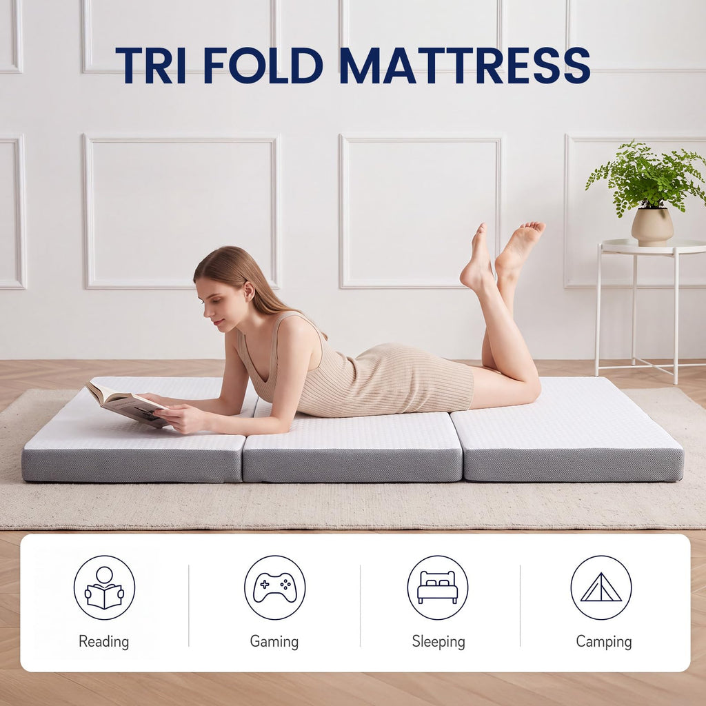 6 Inch Memory Foam Trifold Folding Mattress L9416
