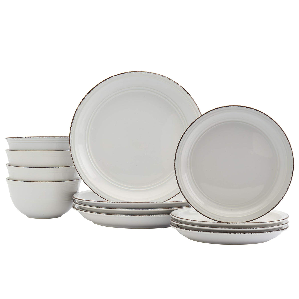 White 12 Piece Stoneware Dinnerware Set Q550