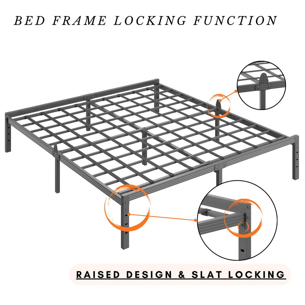 14 Inch Metal Platform Full Bed Frame with Storage W516