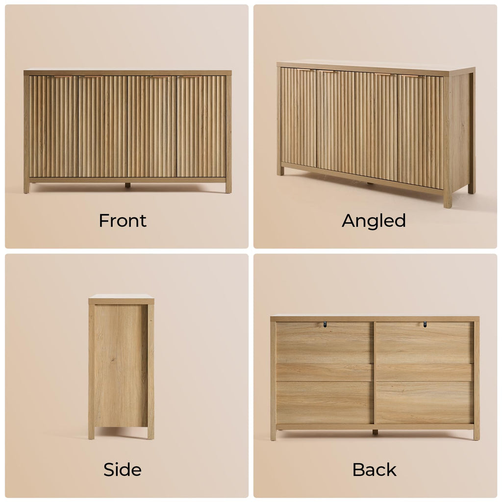 56" Golden Oak Buffet Cabinet Y841063
