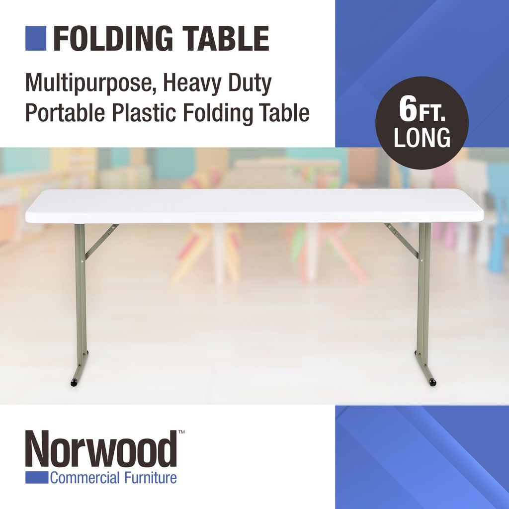White Rectangular Blow-Molded Plastic Folding Training Table Y278884