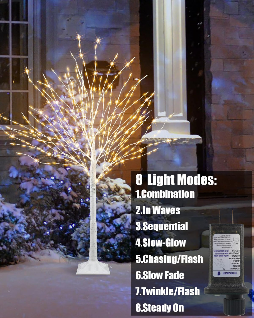 4 FT Lighted Artificial White Birch Tree with 432 LED Timer E612561
