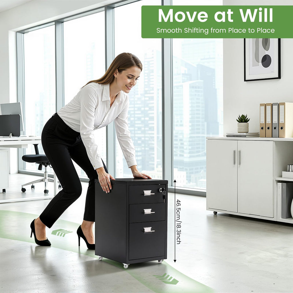 Black 3-Drawer Metal File Cabinet N765253