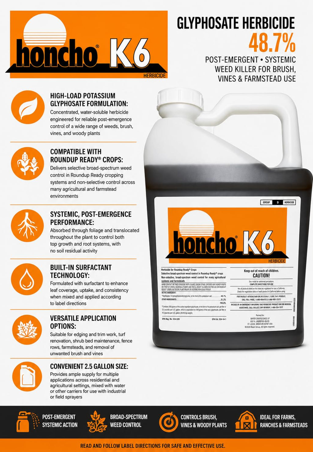 Glyphosate Herbicide 48.7% Weed Killer V7691