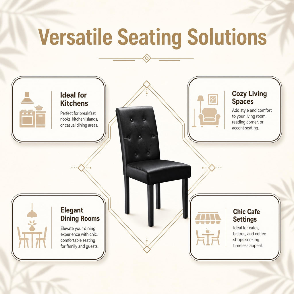Upholstered Dining Chairs Set of 2 PU Leather Button Tufted K3526