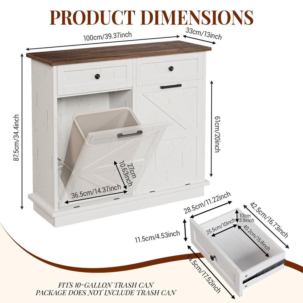 White 20 Gallon Tilt Out Trash Can Cabinet F548897