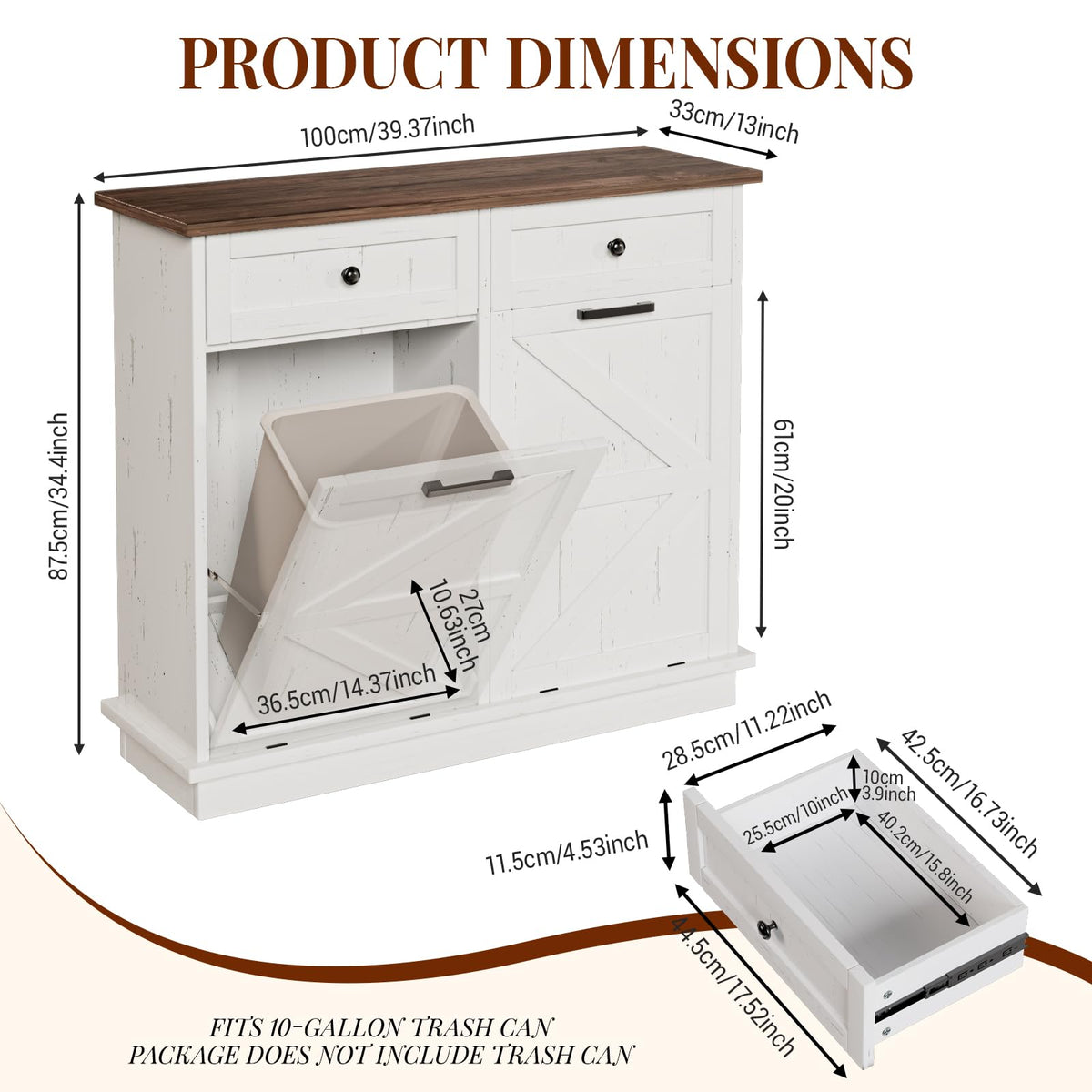 White 20 Gallon Tilt Out Trash Can Cabinet F548897