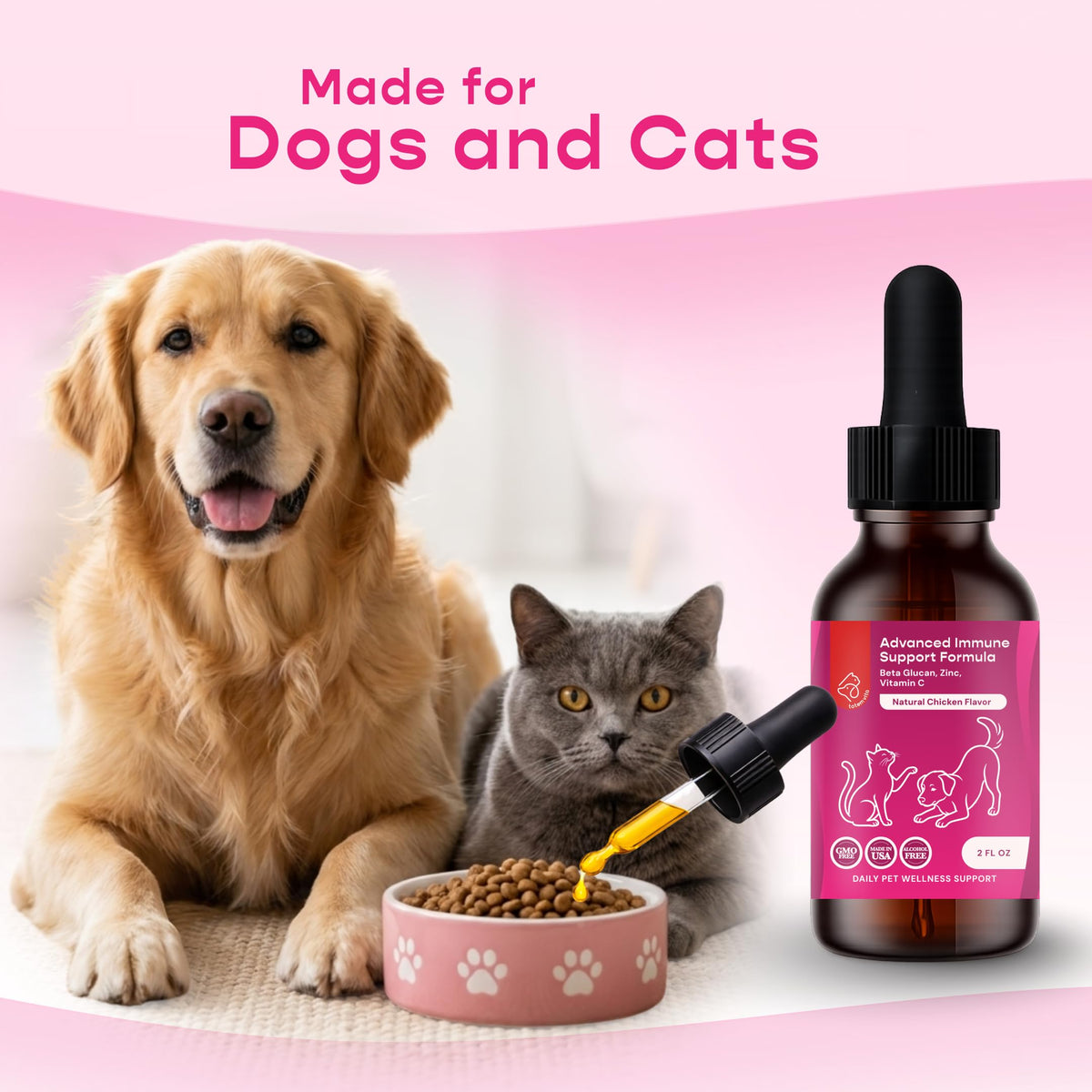 Liquid Pet Supplement with Astragalus, Elderberry, Echinacea & Beta Glucan, 2 fl oz P940464