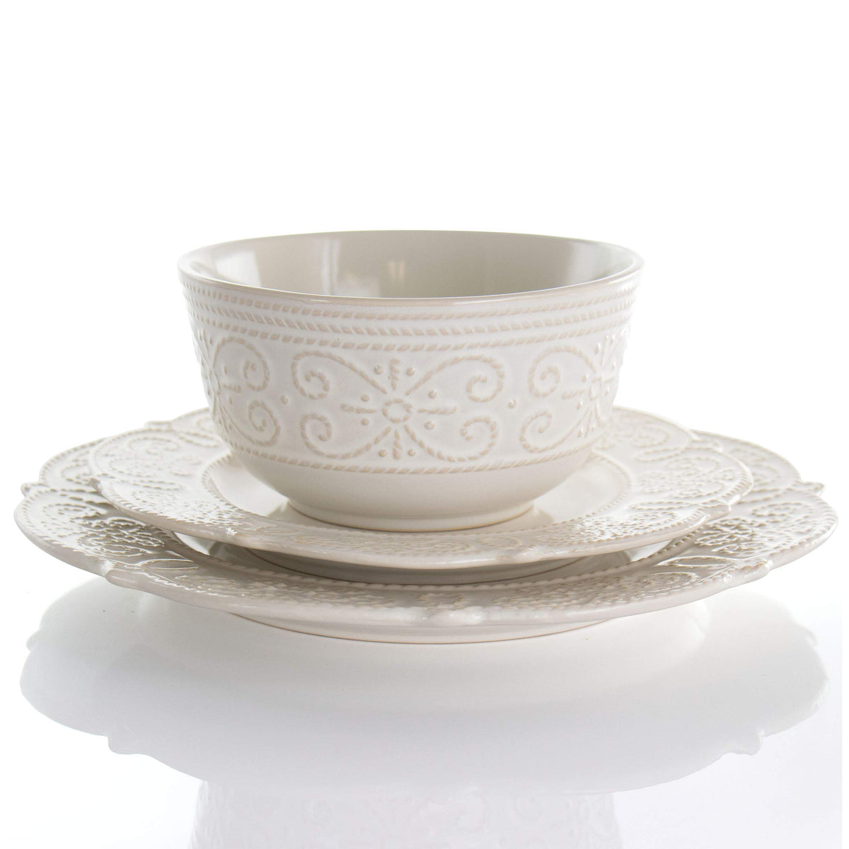 Round Stoneware 16 Piece Dish Set N752
