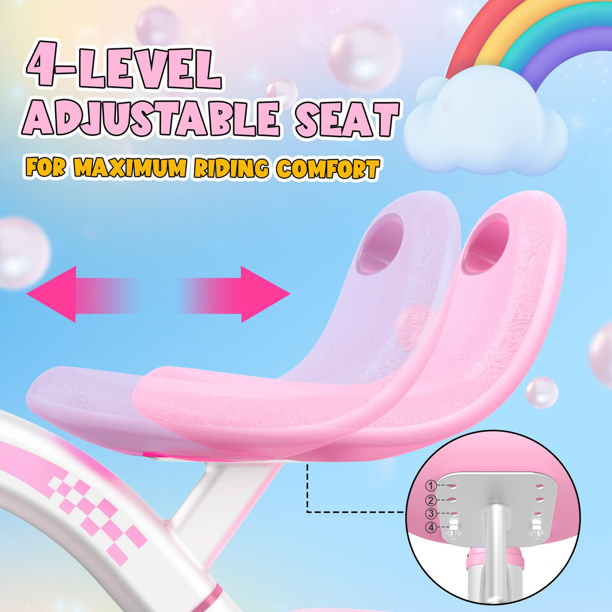 Pink Toddler Tricycle with Adjustable Seat and Light Wheels R7835