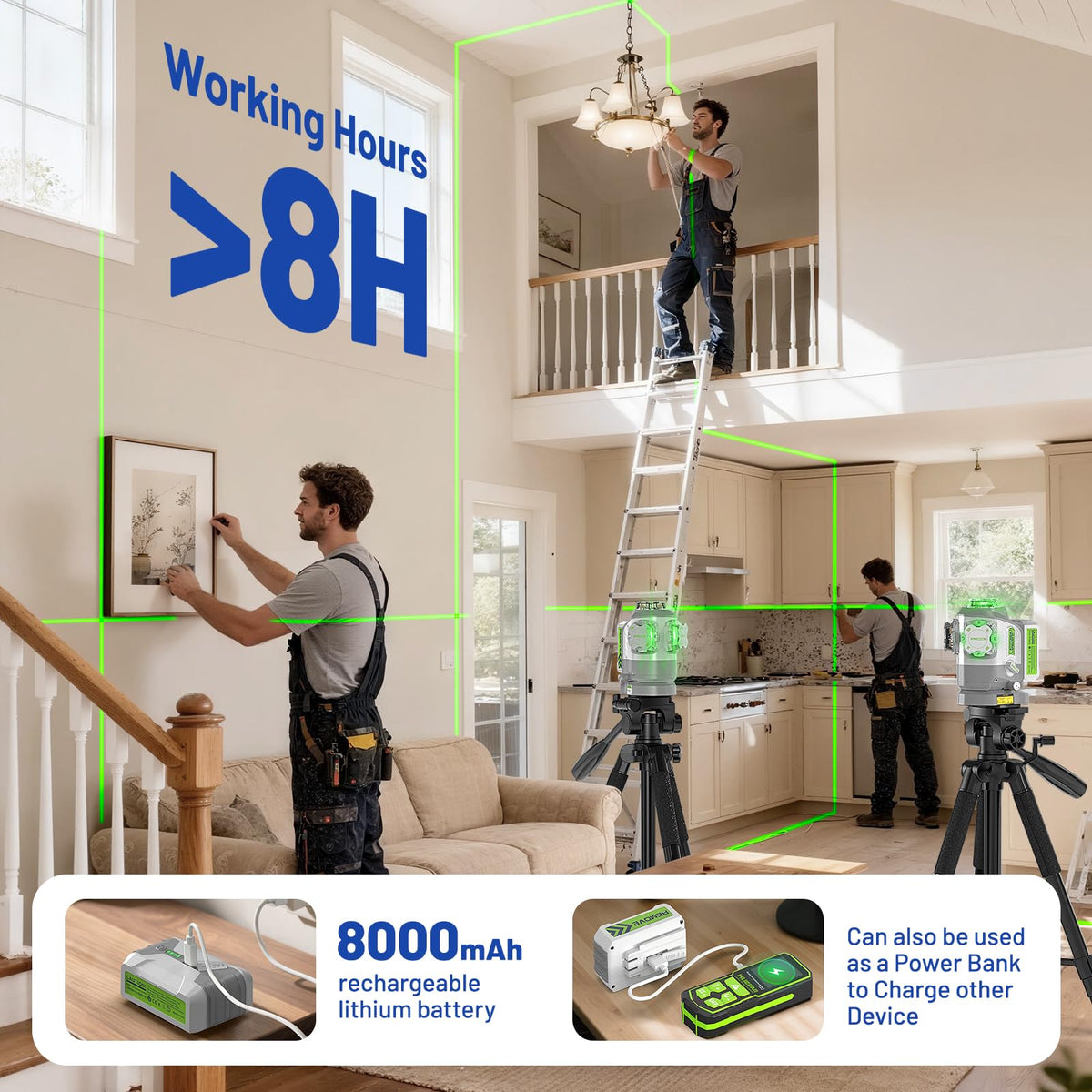 360 Self Leveling Green Laser Level with Remote Control K2482