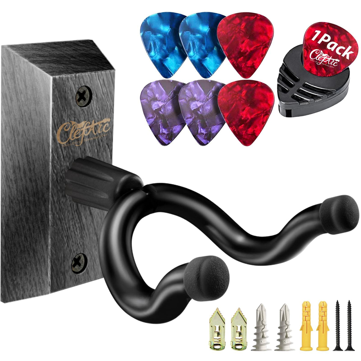 Black U-Shaped Guitar Wall Hanger 2 Pack Y481