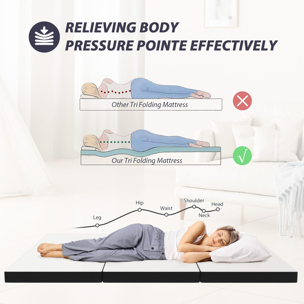 Tri-Fold Gel Memory Foam Mattress with Washable Cover, 3 Inch Queen Z527418