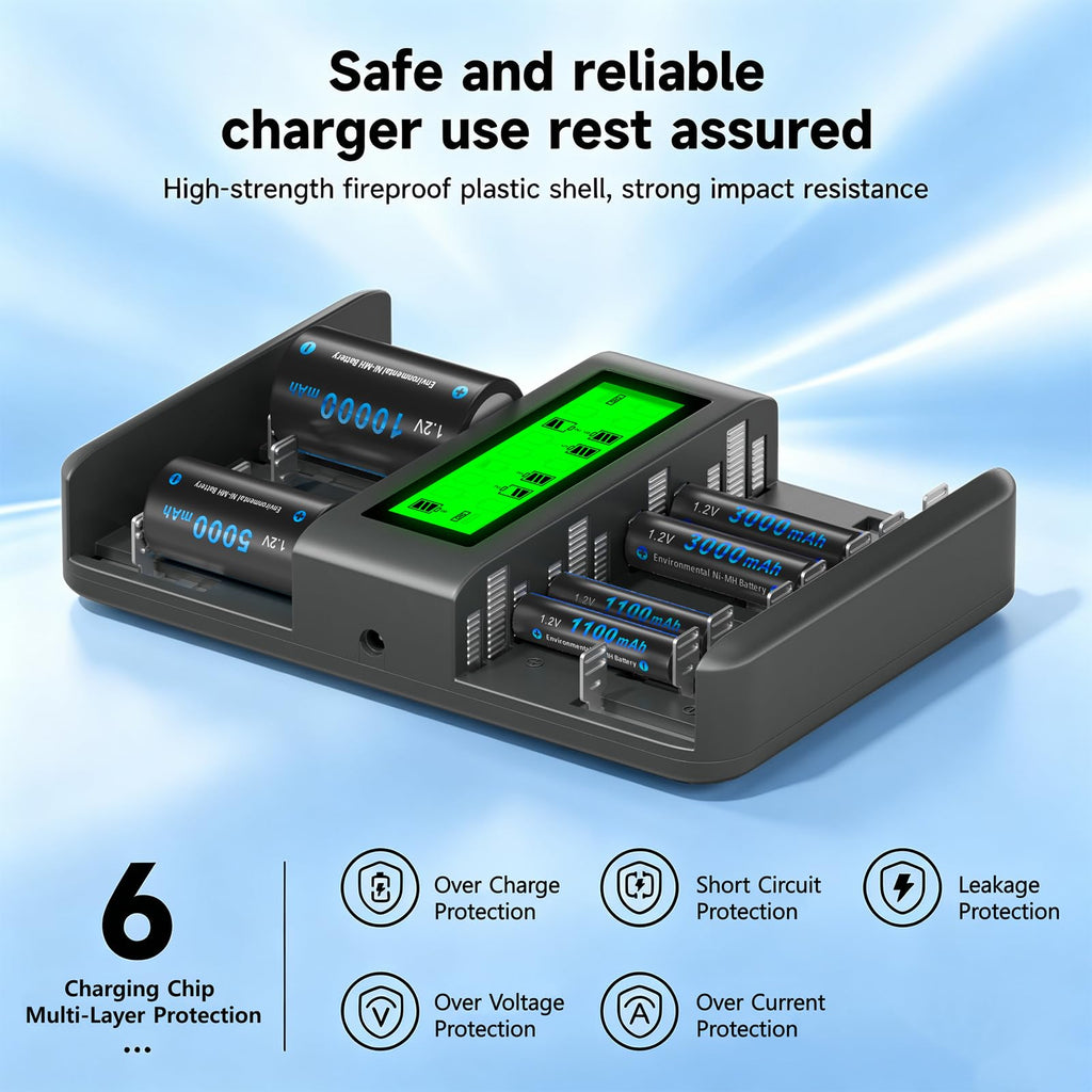16 Bay AA AAA C D NiMH Battery Charger with LCD Display F45614