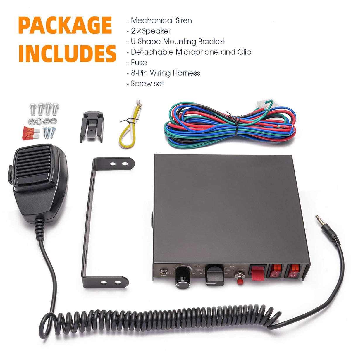12V 400W 9 Tones Warning Emergency Siren PA System with Handheld Microphone Q8494