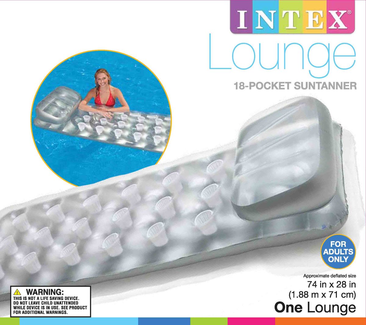18-Pocket Mattress Pool Lounger with Headrest 3 Pack H76663