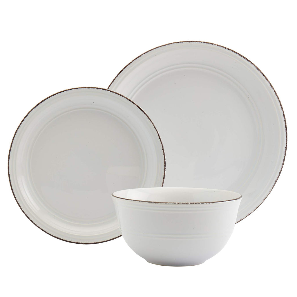 White 12 Piece Stoneware Dinnerware Set Q550