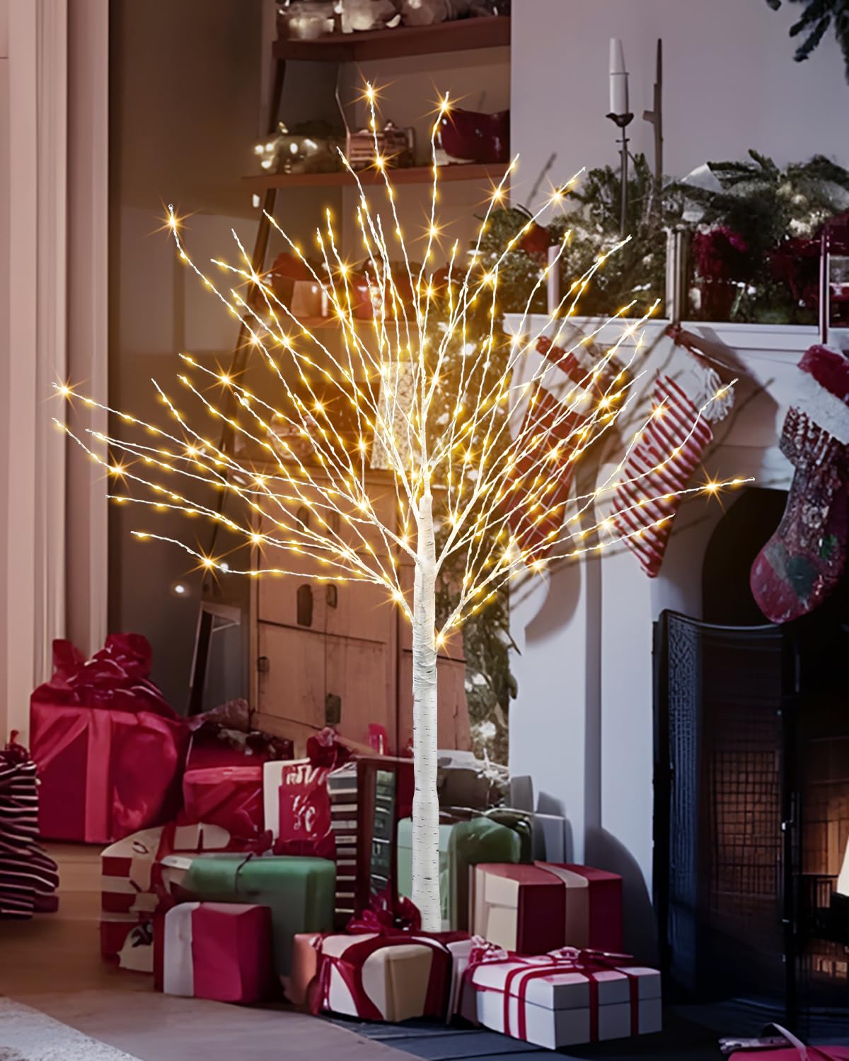 4 FT Lighted Artificial White Birch Tree with 432 LED Timer E612561