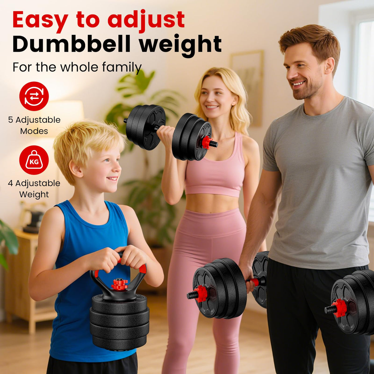 Adjustable 5-in-1 Dumbbell Set with Connector O3687