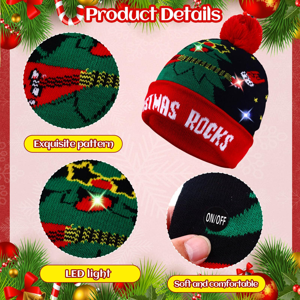 Light Up Christmas Hats Bulk LED Beanies P396016