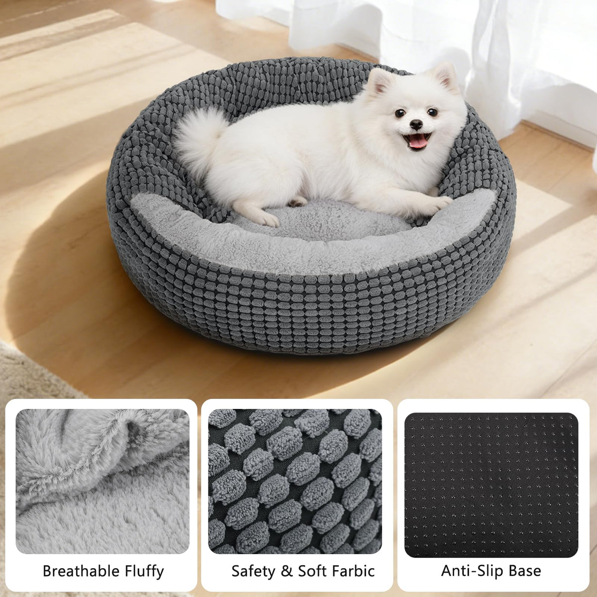 Small Dog Bed with Attached Blanket, 23inch R1040