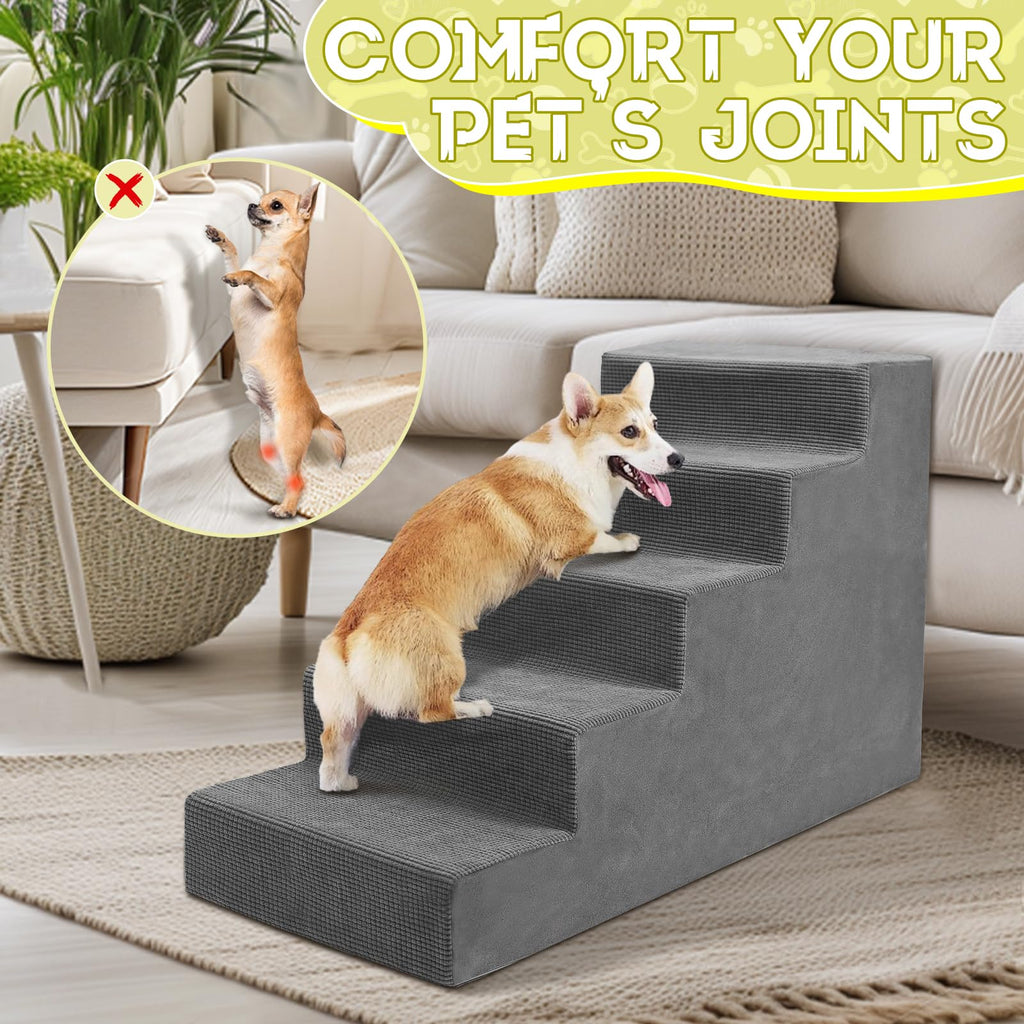 23”H Grey 5 Steps Non-Slip Foam Pet Stairs L571