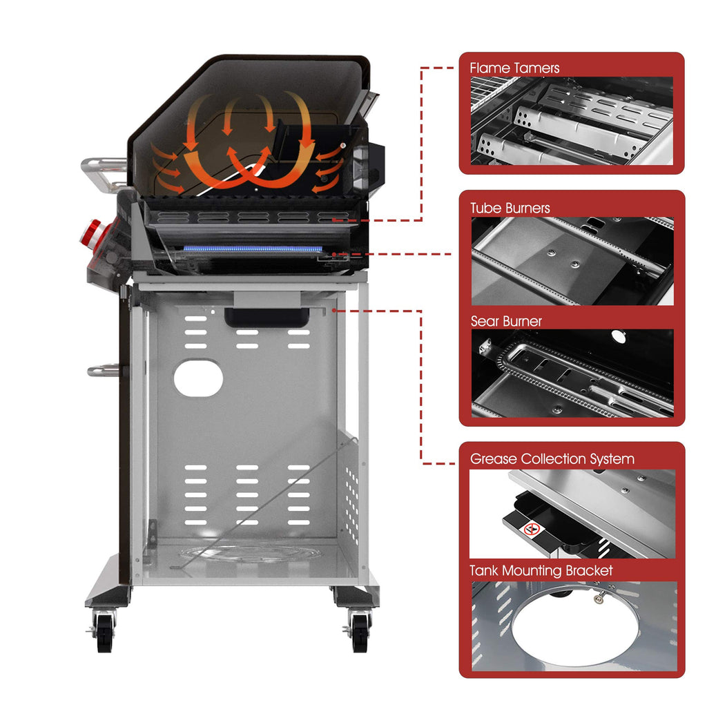 5-Burner Propane Gas Grill with Side Burner J42623