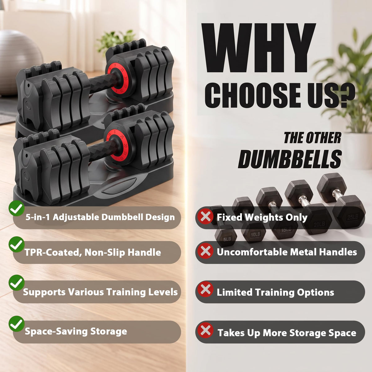 25 lb Adjustable Dumbbell Set I490915